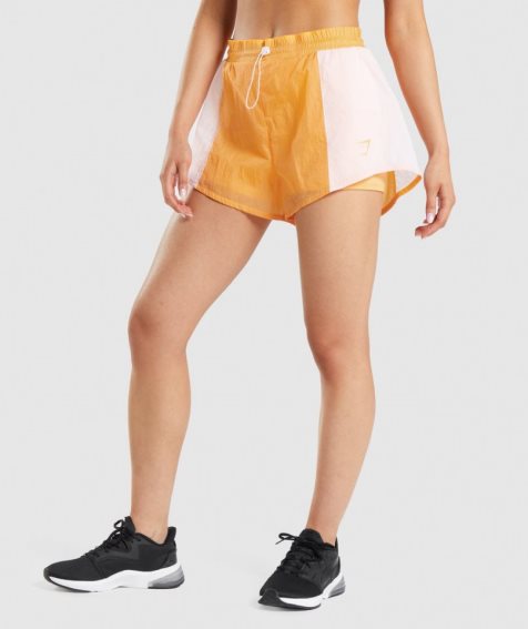 Women's Gymshark Pulse 2 in 1 Shorts Orange / White | NZ 2HRXIV